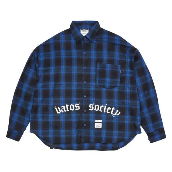[BUNJANG] Stigma Bartos Oversized Blue Check Shirt M / 스티그마 바토스 오버사이즈 블루 체크 셔츠 M