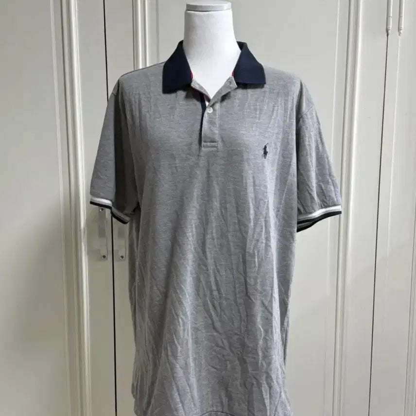 [BUNJANG] Polo Ralph Lauren Colorblock Collar T-Shirt Grey / 폴로랄프로렌 카라배색 그레이 카라티