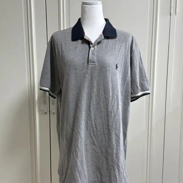 [BUNJANG] Polo Ralph Lauren Colorblock Collar T-Shirt Grey / 폴로랄프로렌 카라배색 그레이 카라티