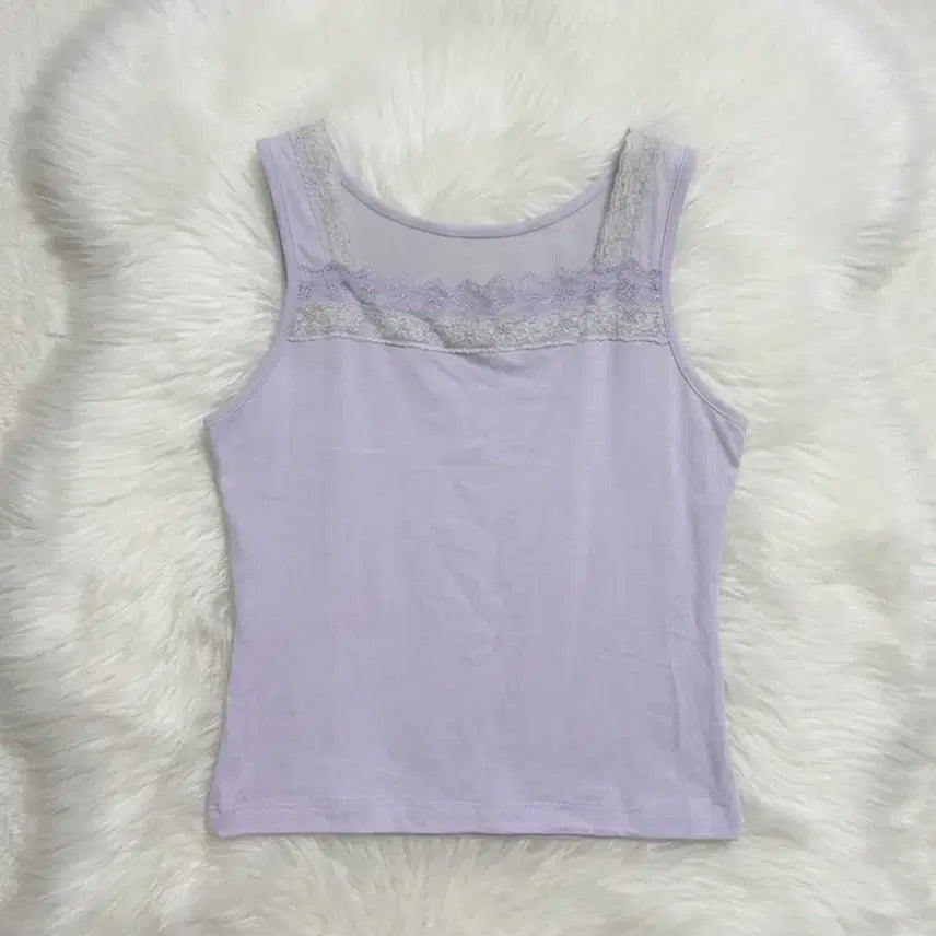 [BUNJANG] Hanamoto Lavender Lace Sleeveless Slip Top / 하나모토 빈티지 모리노가토 라벤더 레이스 슬리브리스 슬립탑 나시