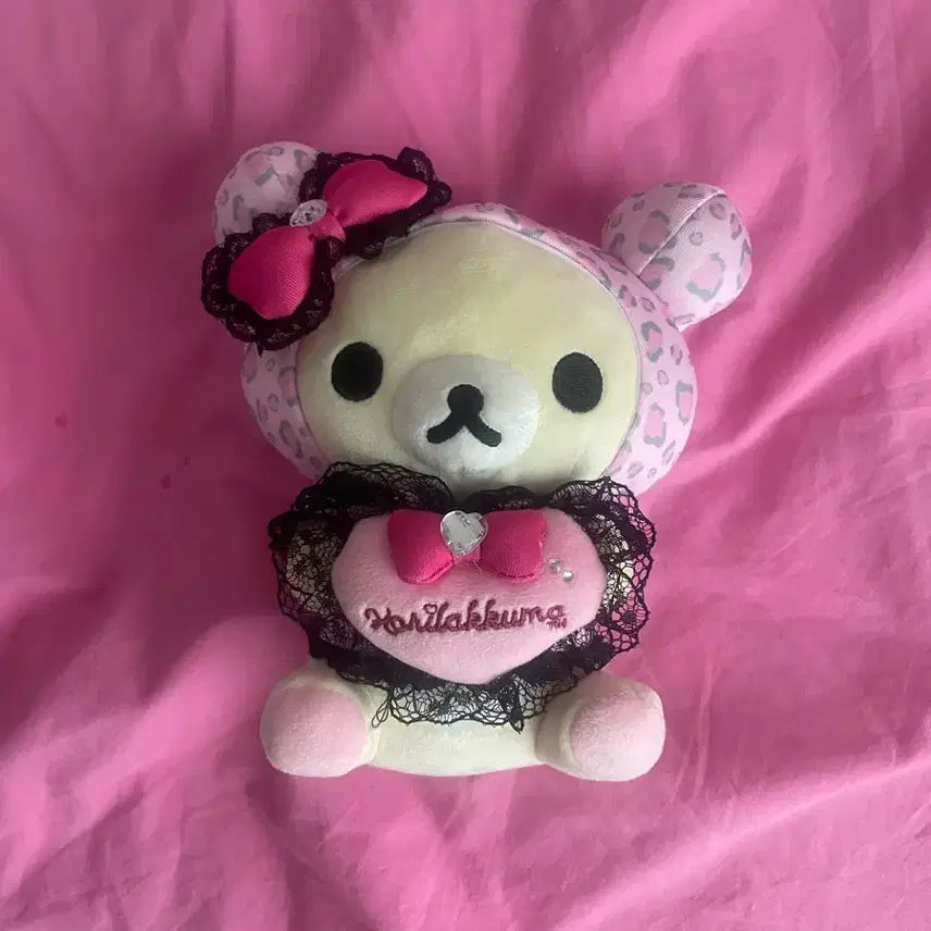 [BUNJANG] San-X Rilakkuma Spinns Gyaru Doll Pink Leopard Print / 코리락쿠마 스핀즈 갸루 인형 핑크호피