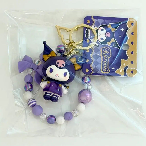[BUNJANG] Kuromi Purple Beaded Keychain / 쿠로미 퍼플 비즈 키링