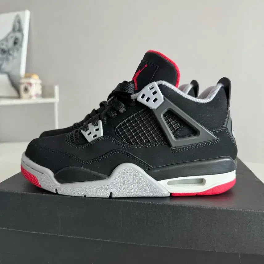 [BUNJANG] Air Jordan 4 Retro Bred (2019) GS 'Black Red' - Full Box Set / [230]조던4 레트로 브레드 2019년 나코탭 새상품 풀박