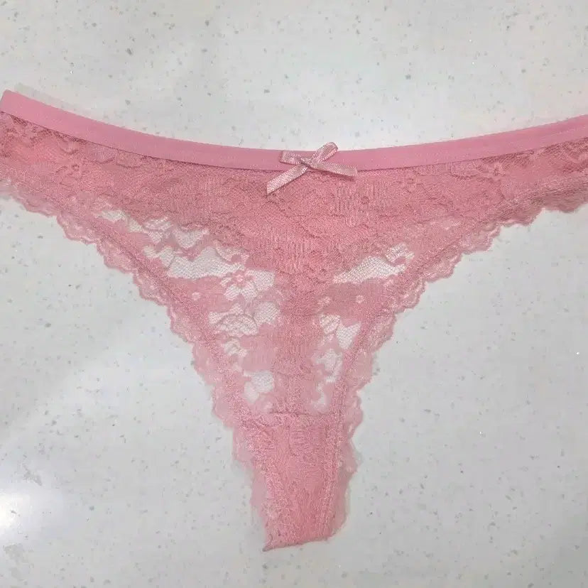 [BUNJANG] Pink Lace See-through String Panty (Used) / 핑크 레이스 시스루 끈 팬티 (중고)