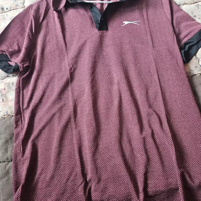 [BUNJANG] Slingkie Men's Herringbone Polo Shirt - Wine / 슬링키 폴로셔츠 남성용 와인색  herring bone