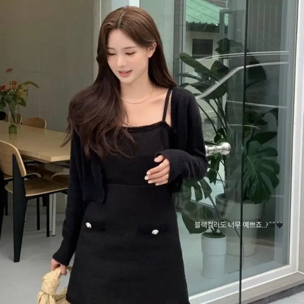 [BUNJANG] Shop Minette Tweed Dress (Black) / 샵 미네트 트위드 원피스 하객룩 (블랙)