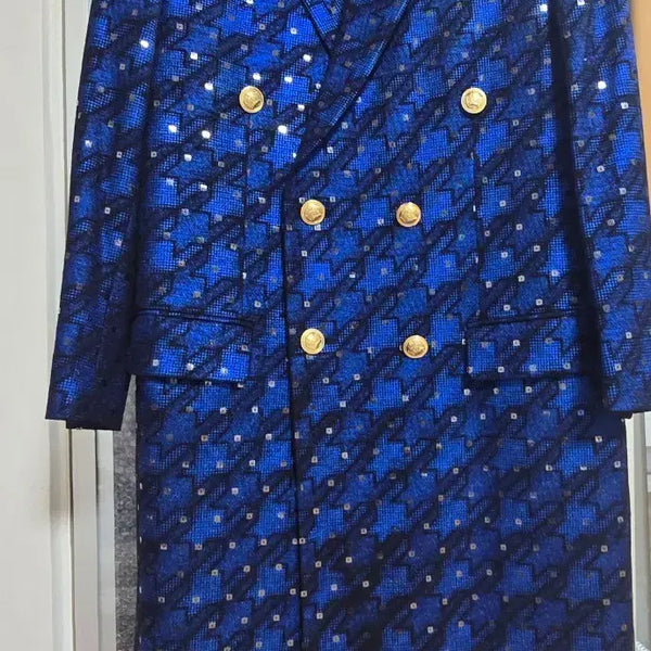 [BUNJANG] Men's Handmade Blue Sequin Spring/Fall Coat / 남성 코트 봄, 가을 (핸드메이드 제작 / 트롯 가수)