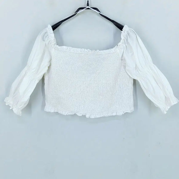 [BUNJANG] Zara Women's Off-the-Shoulder Tube Crop Blouse White / 자라 여성 여름 오프숄더 튜브 크롭블라우스 화이트 (HU46488)