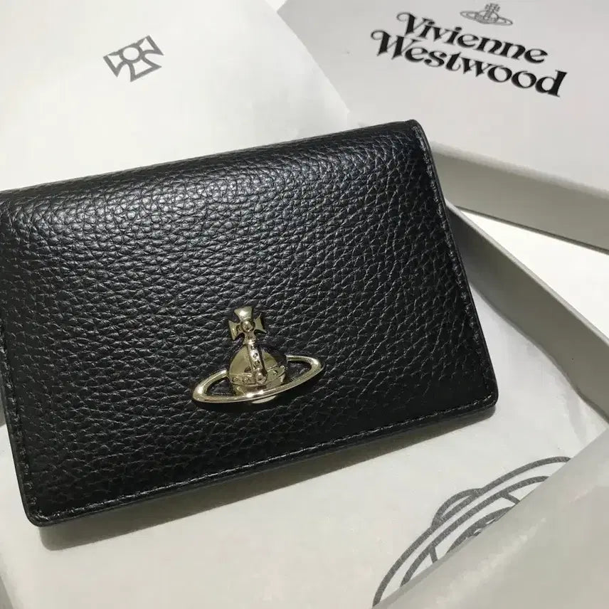 [BUNJANG] Vivienne Westwood Of Grain Flap Card Holder Black / 비비안 웨스트우드 오브 그레인 플랩 카드 홀더 블랙
