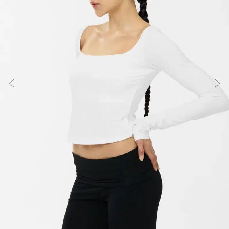 [BUNJANG] Glowny 247 Air Square Neck Long Sleeve T-shirt White M / 글로니 247 air 에어 스퀘어넥 롱 슬리브 화이트 M