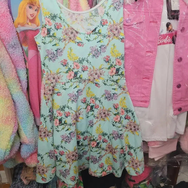 [BUNJANG] Floral Flare Midi Dress / 민트색 꽃무늬 플레어 원피스 수입