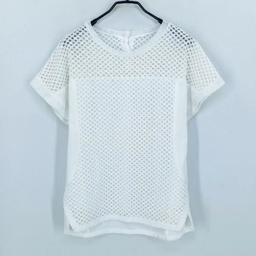 [BUNJANG] SJSJ Women's Summer Linen Blend Short-Sleeve Blouse White (HU46493) / SJSJ 여성 여름 마혼방 반팔블라우스 화이트 (HU46493)