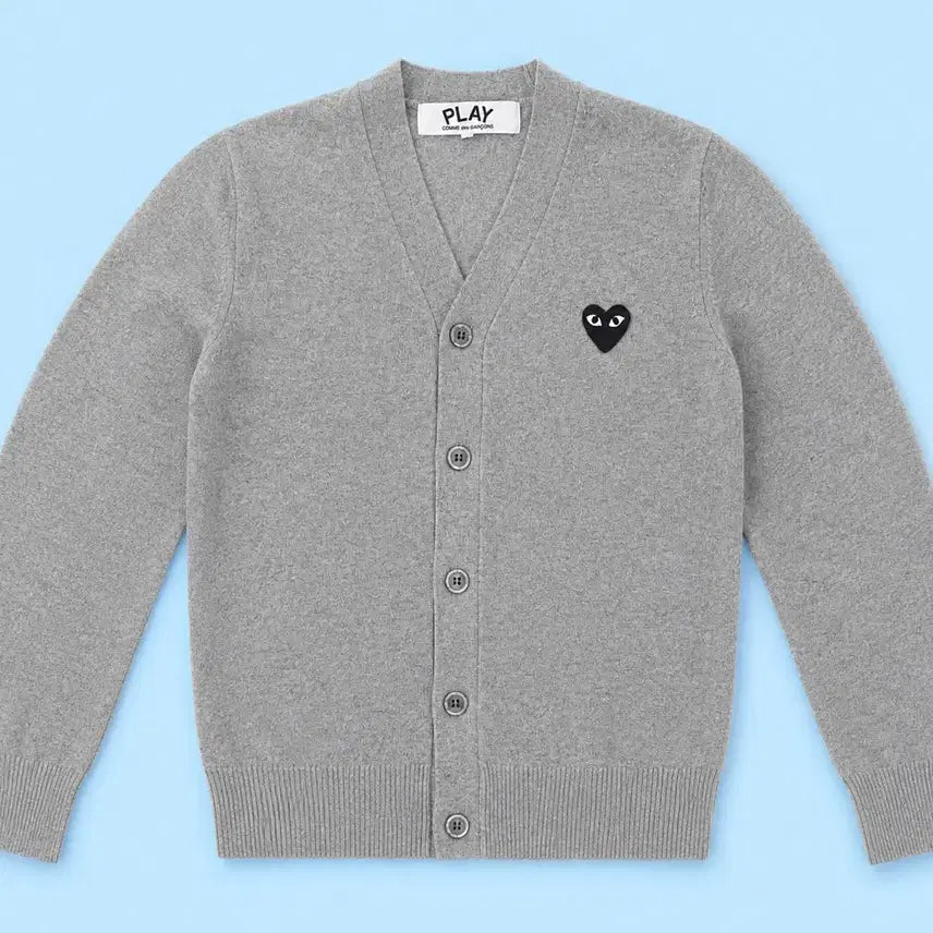 [BUNJANG] Comme des Garçons Play Zip-Up Cardigan Grey M / 꼼데가르송 플레이 남여공용 블랙와펜 집업 그레이 가디건 M 95 자켓