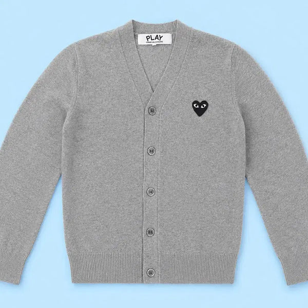 [BUNJANG] Comme des Garçons Play Zip-Up Cardigan Grey M / 꼼데가르송 플레이 남여공용 블랙와펜 집업 그레이 가디건 M 95 자켓