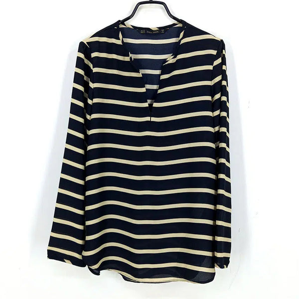 [BUNJANG] Zara Women's Spring/Summer Sheer Chiffon Long Sleeve Blouse Black XS / 자라 여성 춘하 얇은 쉬폰 긴팔블라우스 블랙XS (HU46495)