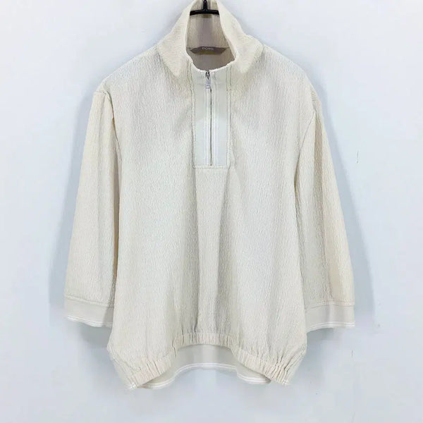 [BUNJANG] BCBGMAXAZRIA Women's Spring/Summer 7-Sleeve Cropped T-Shirt (Light Beige) / 비씨비지 여성 춘하 숏 7부소매티 연베이지88-160 (HU46497)