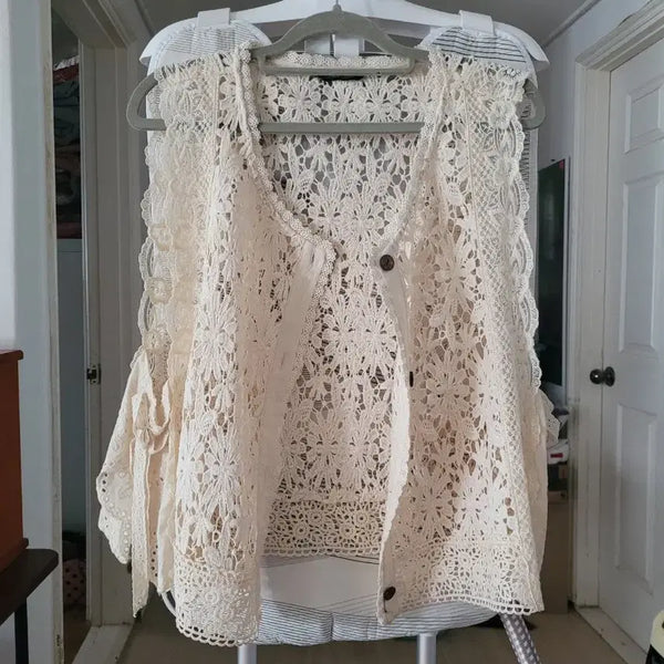 [BUNJANG] Lace Vest Size 77 / 레이스 조끼 베스트 77사이즈