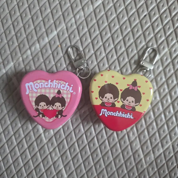 [BUNJANG] Monchhichi Heart Chocolate Tin Case Set / 몬치치 하트 초코틴 틴케이스 2개 일괄