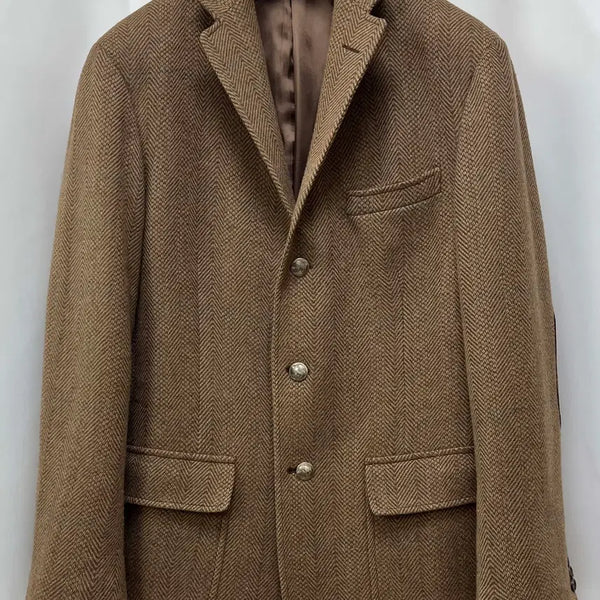 [BUNJANG] Polo Ralph Lauren Italian Herringbone Wool Suede Buffalo Hunting Sport Coat Jacket / 폴로 랄프로렌 이탈리아산 헤링본 울 스웨이드 버팔로 헌팅 스포츠 코트 자켓