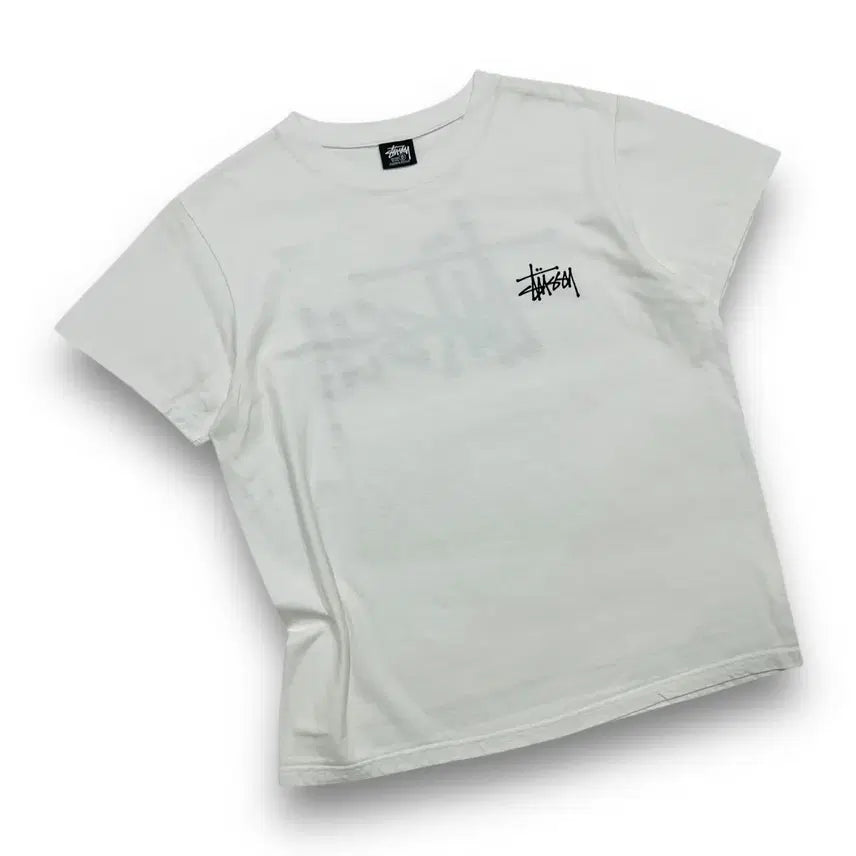 [BUNJANG] Stussy Basic White Big Logo Short Sleeve T-Shirt / 스투시 베이직 화이트 빅로고 반팔 티셔츠 (S)