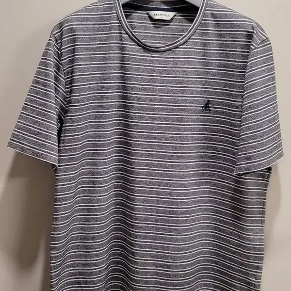 [BUNJANG] Beanpole Men's Linen Round Neck T-Shirt Stripe Logo / 빈폴 남성 마 라운드 티셔츠