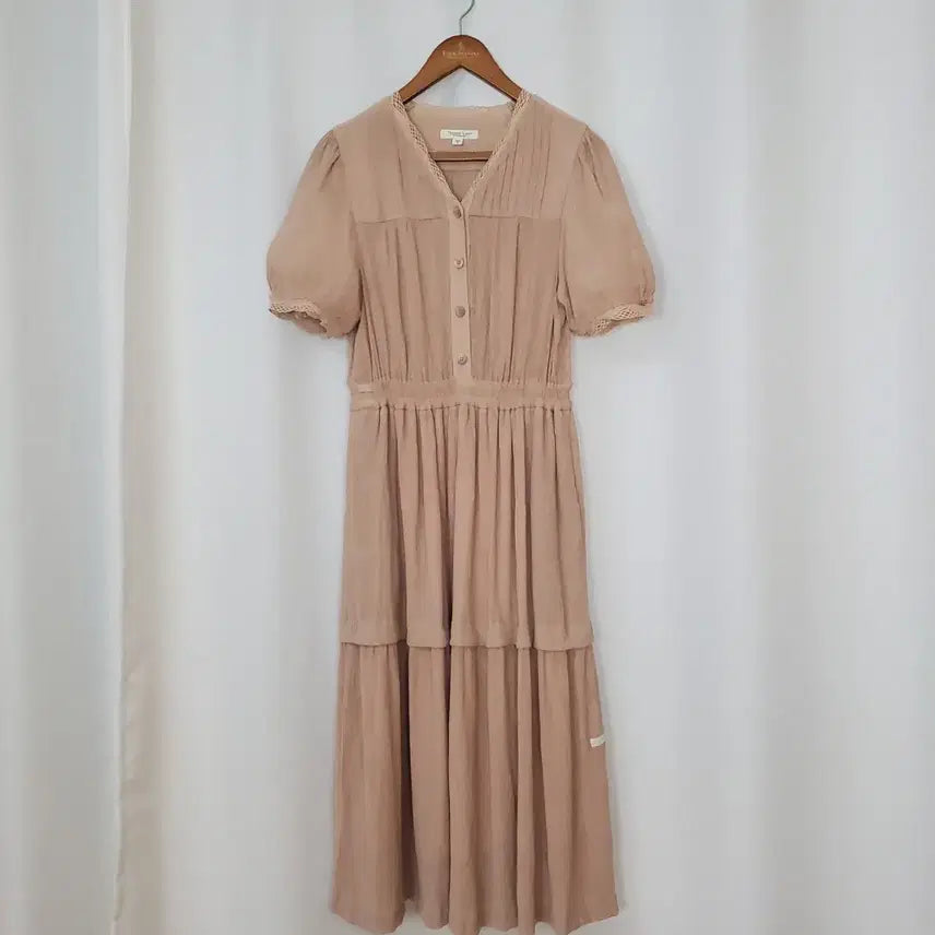 [BUNJANG] Thursday Island Rayon Shirred Waist Midi Dress - Skin Pink (Size S) / 써스데이아일랜드 원피스 S