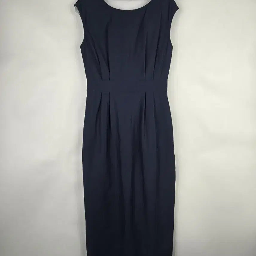 [BUNJANG] de silhouette Women's Navy Sleeveless Pin-tuck Slim Long Dress Size 1 / [무료배송]더실루엣 1 여성 얇은 스판 바스락 민소매 핀턱 슬림 롱 원피스 네이비