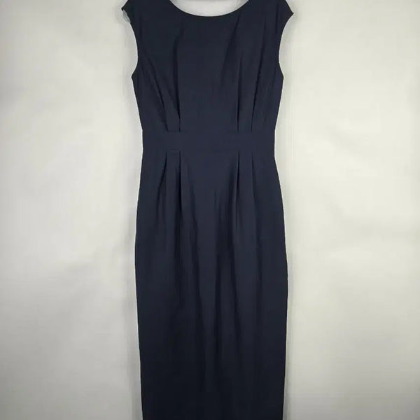 [BUNJANG] de silhouette Women's Navy Sleeveless Pin-tuck Slim Long Dress Size 1 / [무료배송]더실루엣 1 여성 얇은 스판 바스락 민소매 핀턱 슬림 롱 원피스 네이비