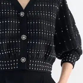 [BUNJANG] RVN Two-Tone Dot Cardigan S / RVN 알브이엔 투톤 도트 가디건 S