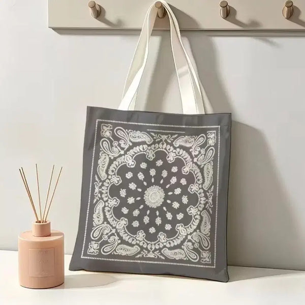 [BUNJANG] Bandana Pattern Tote Bag Gray / 반다나 패턴 토트백 회색(새상품)