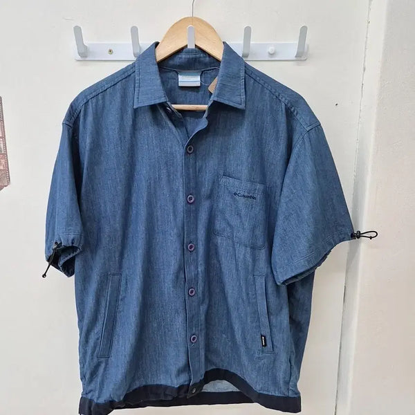[BUNJANG] Columbia Men's Blue Short Sleeve Shirt / 컬럼비아 남성 셔츠 청색 반팔