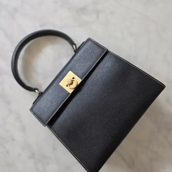 [BUNJANG] Celine Vintage Black Leather Kelly Top Handle Bag / [Celine 정품] 올드 셀린느 빈티지 블랙 레더 켈리백 탑핸들백