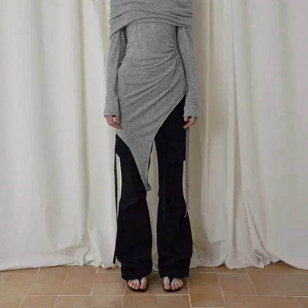 [BUNJANG] Bohemsew Two-Way Off-Shoulder Top - Light Gray / 보헴서 TWO-WAY OFFSHOULDER TOP LIGHT GRAY