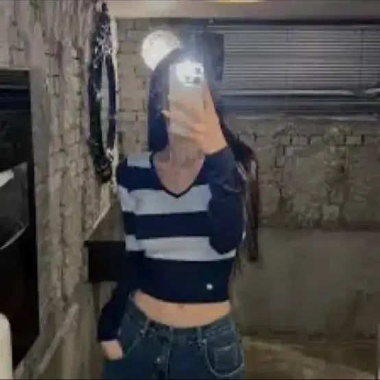 [BUNJANG] Pale J-Jade Striped Knit Navy / 페일제이드 단가라 니트 네이비