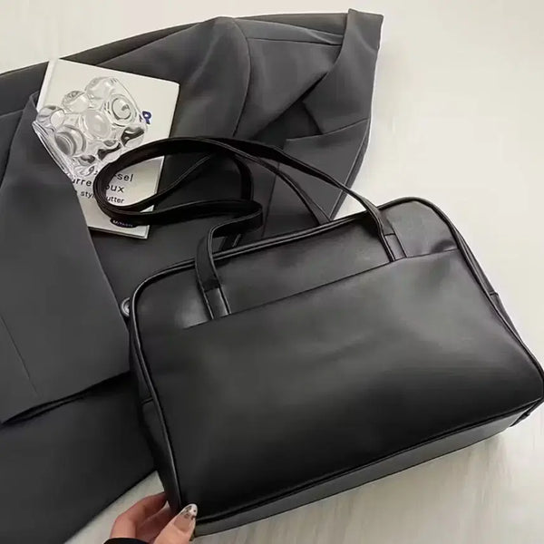 [BUNJANG] Black Square Shoulder Tote Bag Shopper Bag / 블랙 스퀘어 숄더백 토트백 보부상 쇼퍼백