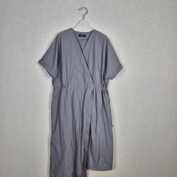 [BUNJANG] Grayscale Linen Blend Wrap Dress / (#88~추천)빅사이즈 바스락 그레이 랩스타일 원피스