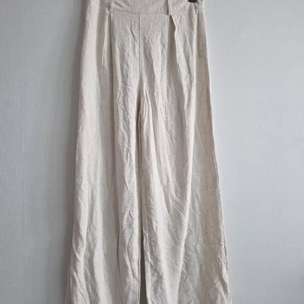 [BUNJANG] Linen Wide Slacks Pants Beige / 린넨베이지색와이드팬츠