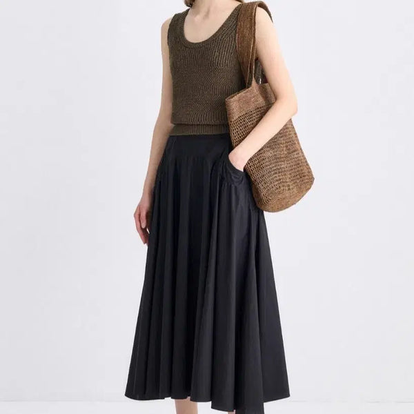 [BUNJANG] TIME BY TIME Black Flare Cotton Blend Skirt / 한섬 타임TIME 스커트 (새상품)