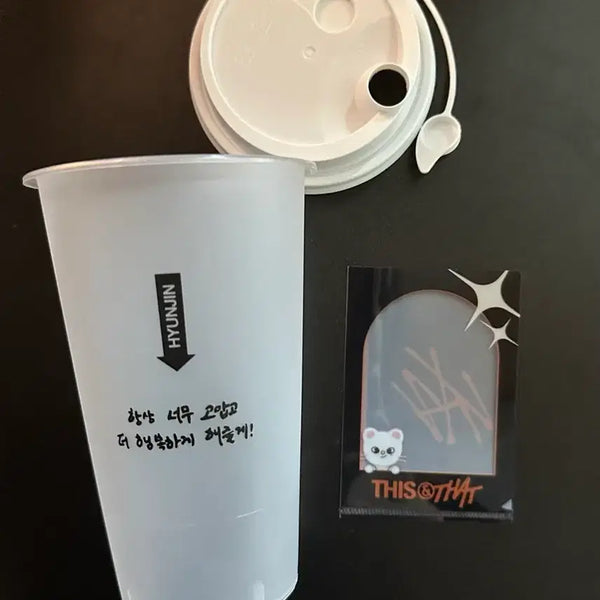 [BUNJANG] Stray Kids Hyunjin BTD Reusable Cup & L-Holder Bundle Set / 현진 스키즈 디스앤댓 팝업 리유저블 컵 & L홀더