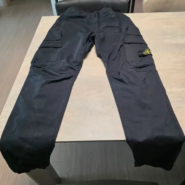 [BUNJANG] Stone Island Old Effect Cargo Pants Black / 스톤아일랜드 카고팬츠 한글택 매장판