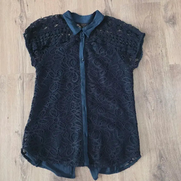 [BUNJANG] VOV Lace Collar Blouse / 보브레이스 카라 블라우스