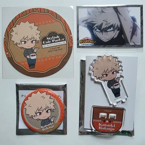 [BUNJANG] My Hero Academia Bakugo Katsuki Acrylic Stand, Can Badge, Coaster, Photocard Bundle Set / 나의 히어로 아카데미아 나히아 2026 애니메이트 콜라보 카페 stylish cafe parlor 바쿠고 카츠키 아크릴 스탠드 캔뱃지 코스터 포토카드 포카 특전 일괄