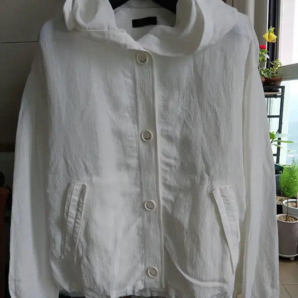 [BUNJANG] Stile Benetton Linen White Hooded Jacket / 스틸베네통 린넨 화이트 후드 자켓55~66