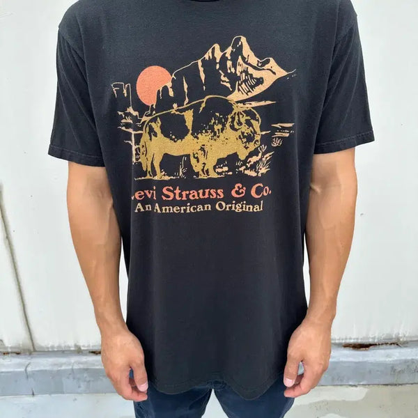 [BUNJANG] Levi's Buffalo Graphic Short Sleeve T-Shirt / Levis 리바이스 버팔로 그래픽 반팔 티셔츠(남녀 착샷)