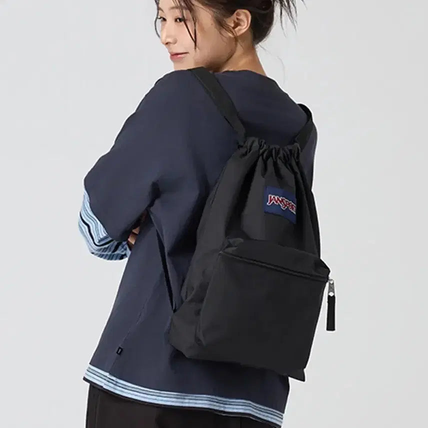 [BUNJANG] JanSport Drawstring Bag Black / 잔스포츠 드로우색 블랙
