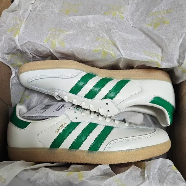 [BUNJANG] Adidas Samba OG White/Green Men's Size 270 (US 9) / 아디다스 삼바 OG 흰초 w280 남성 270사이즈 새제품(택포)