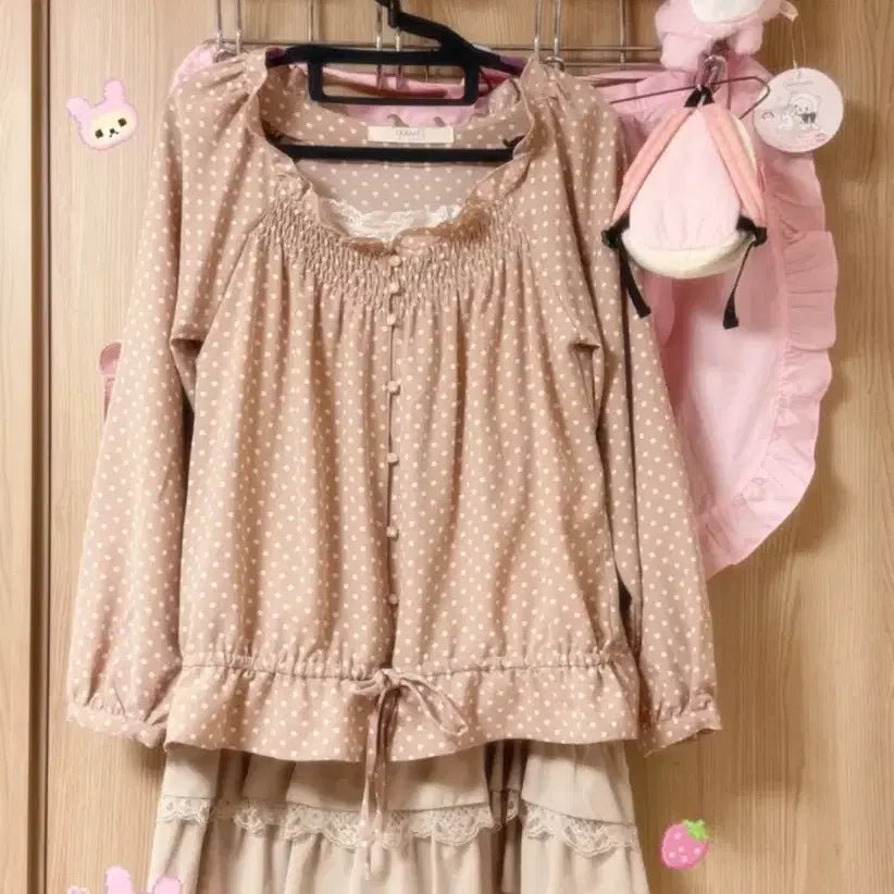 [BUNJANG] Vintage Himekko Dot Blouse / 빈티지 히메갸루 코리락 도트 블라우스