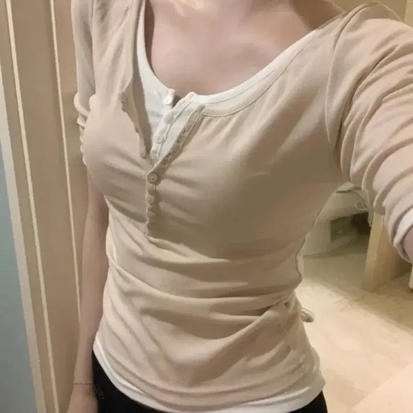 [BUNJANG] JENNIO U-Neck Tee Baby Pink / 제니오 이즈 유넥 티 베이비핑크