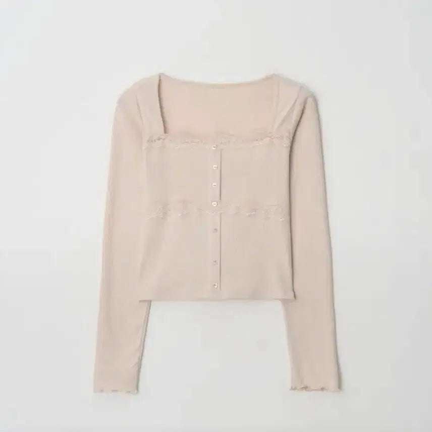 [BUNJANG] Genieovelle Lace Cardigan Pink Beige / 제니오 벨 레이스 가디건 핑크베이지
