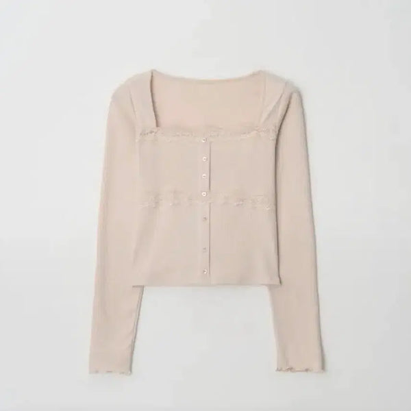[BUNJANG] Genieovelle Lace Cardigan Pink Beige / 제니오 벨 레이스 가디건 핑크베이지